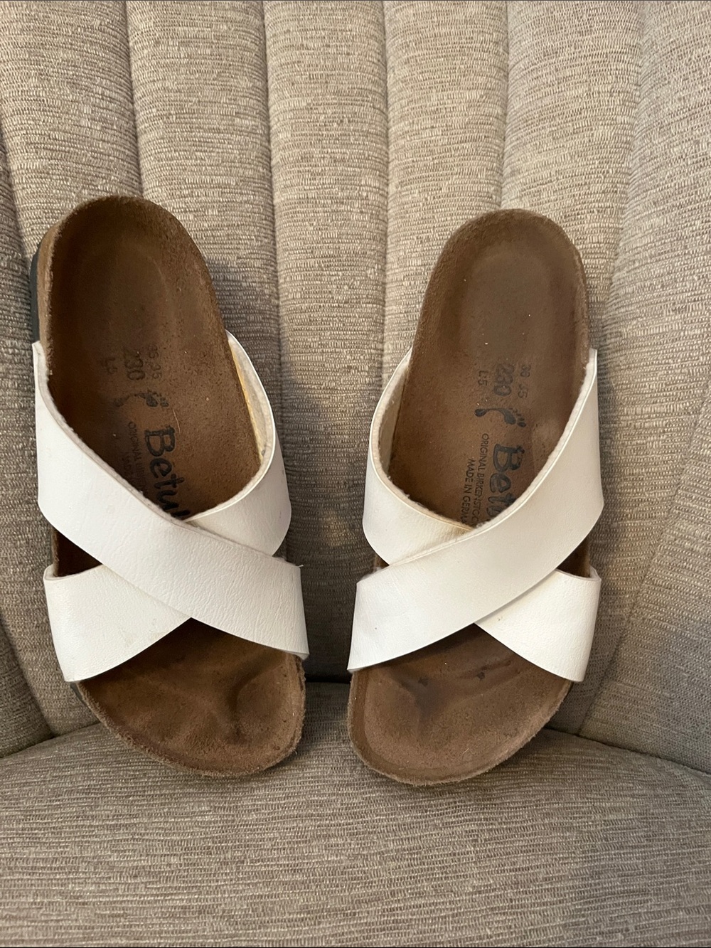 Birkenstock White Crossband Slide Sandals for Women